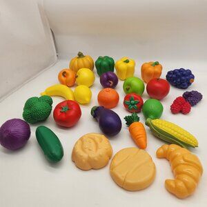 (27 Pcs for $5) Variety Pretend Play Food Fruits Vegatables and Breads